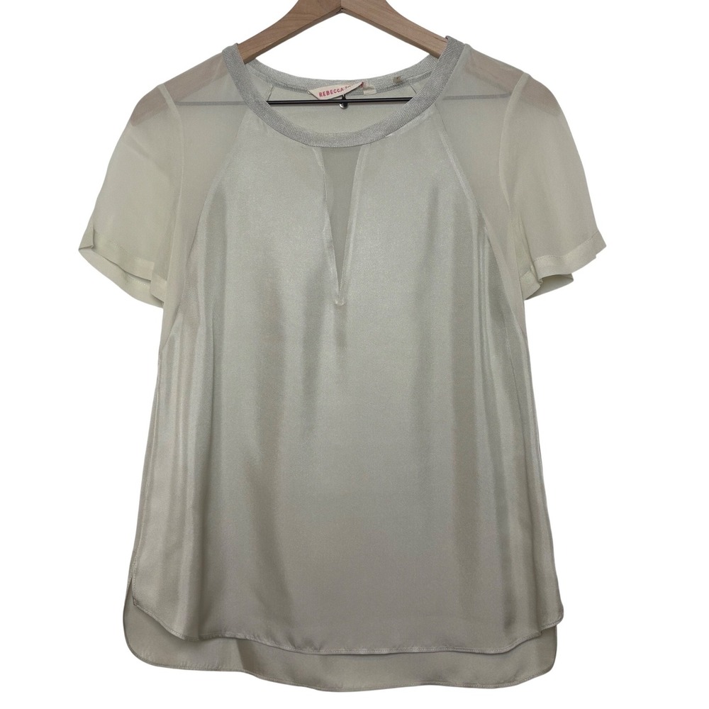Rebecca Taylor Silk Blouse Sheer Sleeve‎ Y2K Top Size 2
